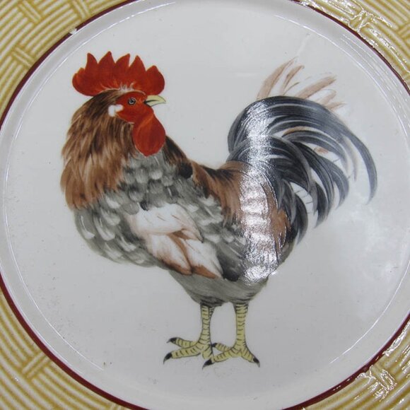 NEW 2 Niderviller France Cour Normande Rooster Farm Animal 8.5-Inch Salad Plates - Picture 3 of 5